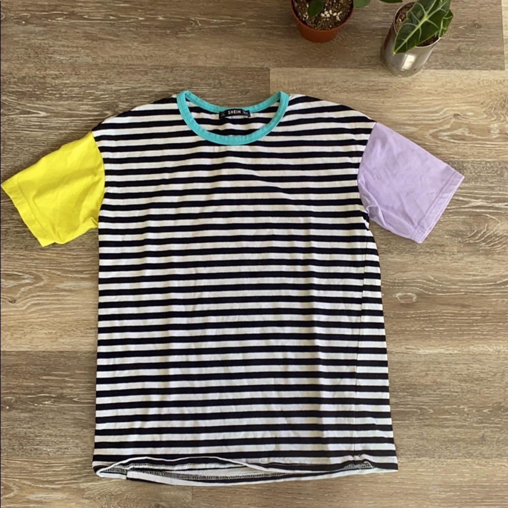Striped color block shirt